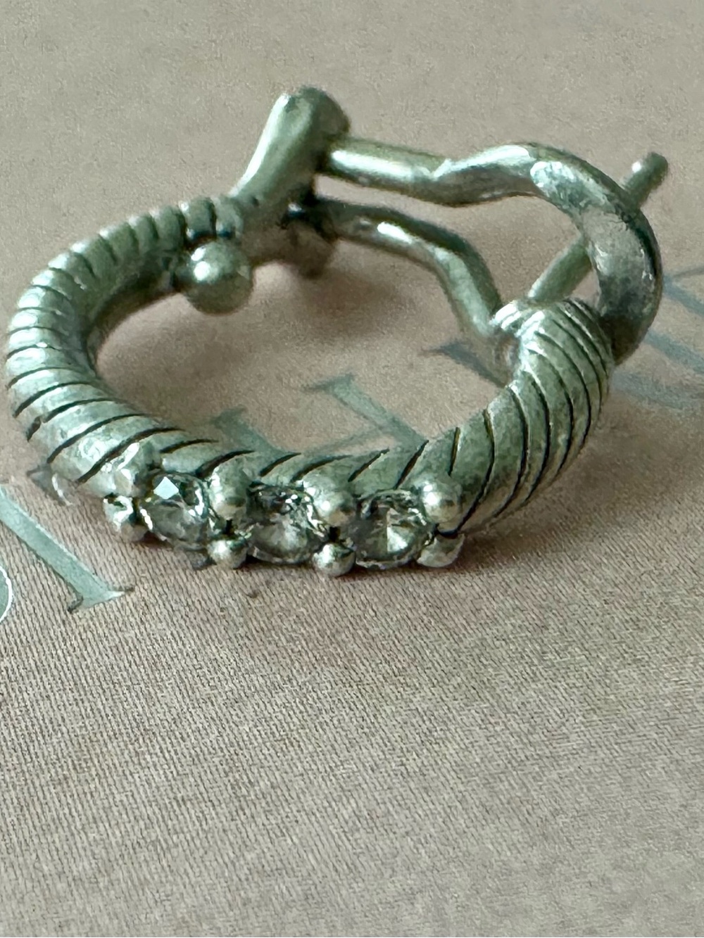Judith Ripka Sterling Silver Hoop Earring with Clear Crystals - ONLY 1 Earring